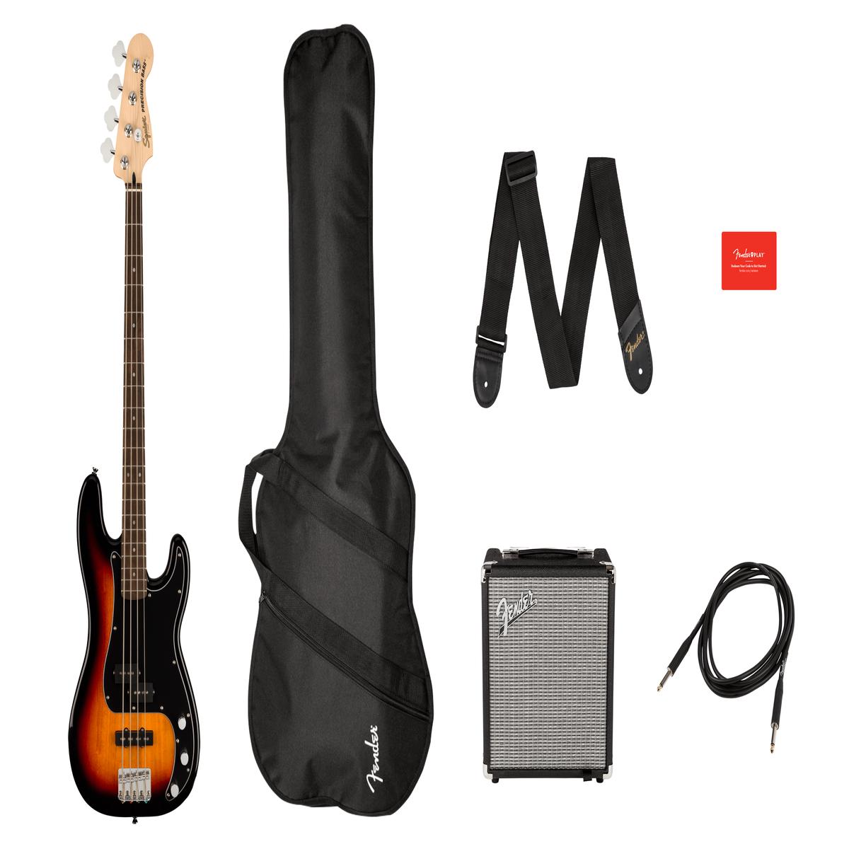 Affinity Series Precision Bass PJ Pack, Laurel Fingerboard, 3-Color Sunburst, Gig Bag, Rumble 15 - 240V AU