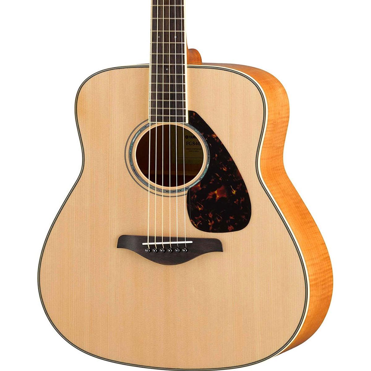 Yamaha FG840 Folk Guitar Solid Top Flame Maple, Natural