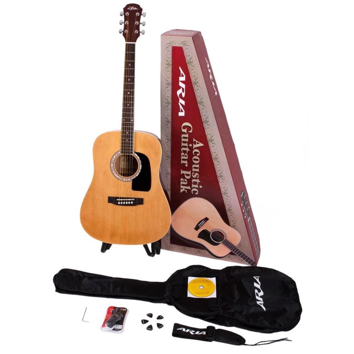 Aria AGPN-003 Acoustic Guitar Pack - Natural