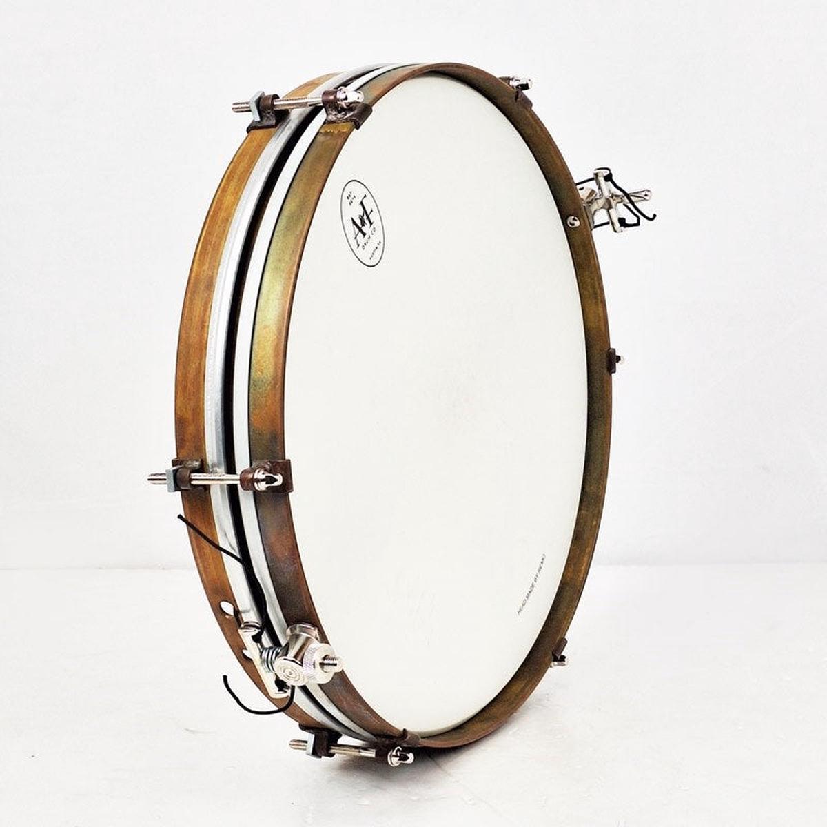 A&F Drum Co USED Pancake 14 x 1.5 Raw Brass Snare Drum [Single Tension, No Lugs, with Brass Single Hoops]