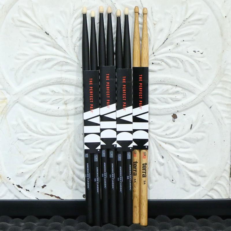 3 pairs of Vic Firth 5AB Drumsticks + 1 pair of Terra 5A FREE