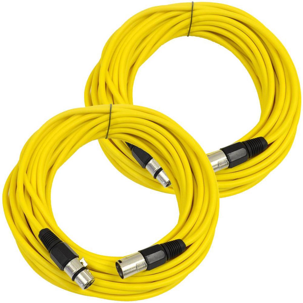 Pair of 50 Ft XLR Microphone Cables - Yellow
