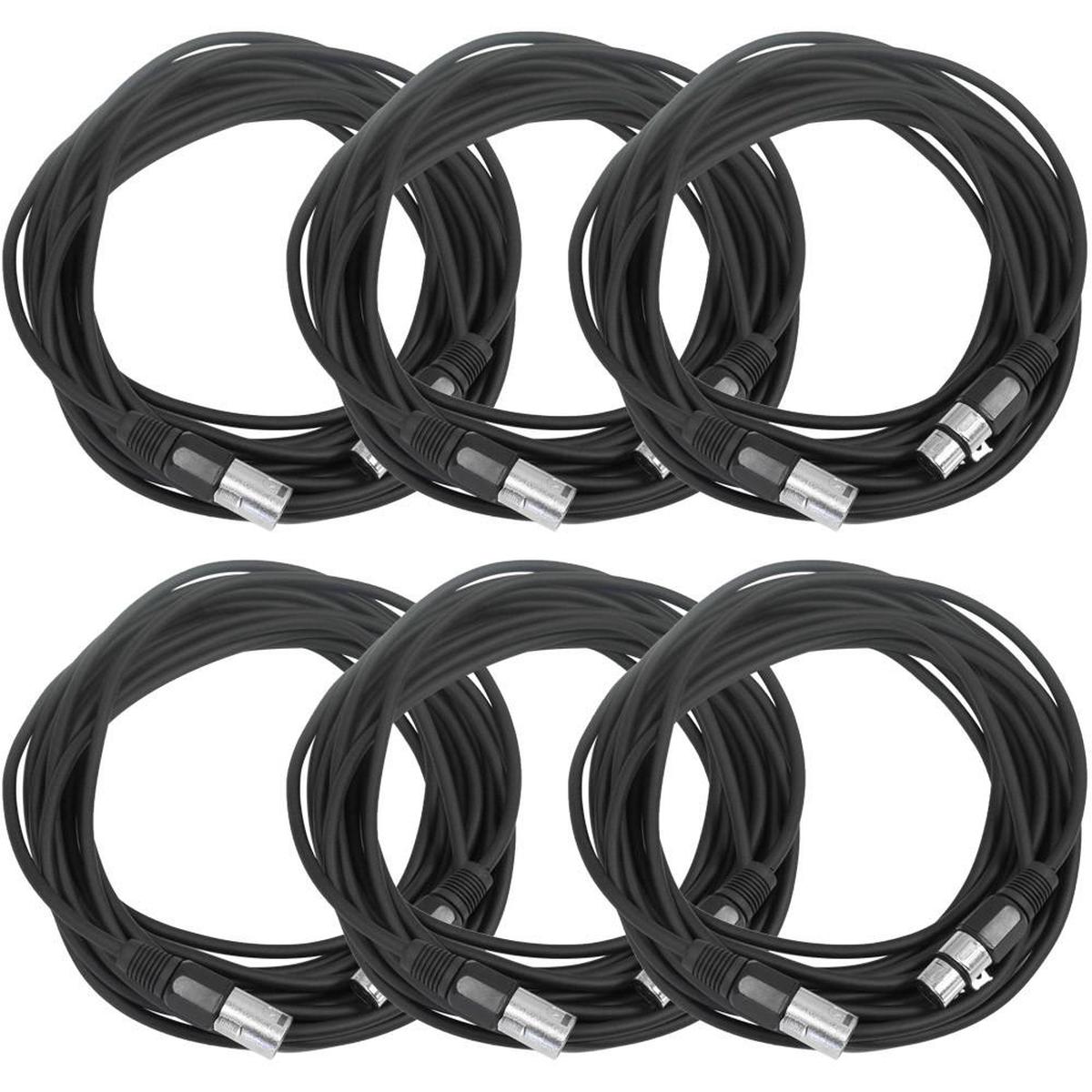 SAXLX-25 - 6 Pack of Black 25 Foot XLR Microphone Cables