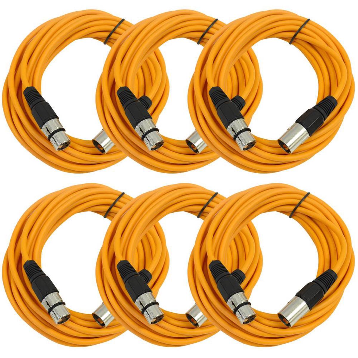 SAXLX-25 - 6 Pack of Orange 25 Foot XLR Microphone Cables