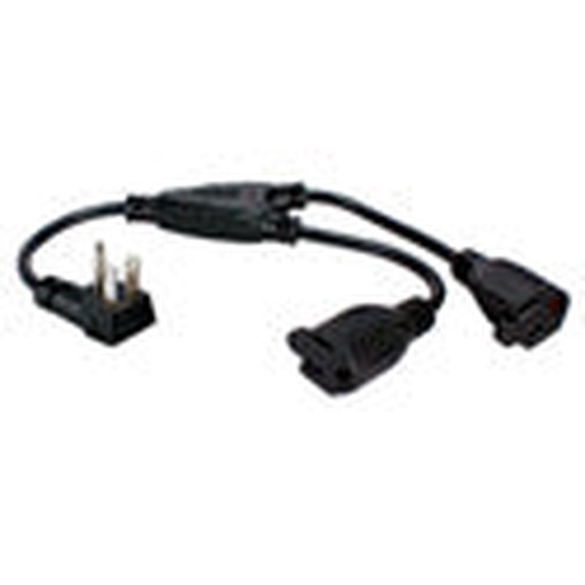 16 Inch 90 Degree Flat-Plug AC Splitter Adapter