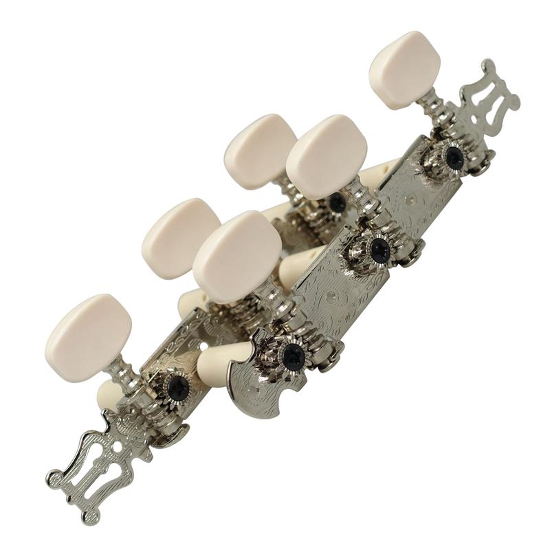 Allparts Nickel Classical Tuners w/Round White Buttons - TK0125001