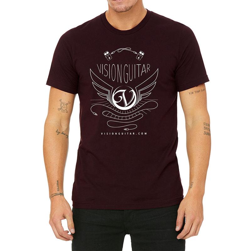 Vision Guitar Logo Bella+Canvas Unisex Jersey Shirt Oxblood Small