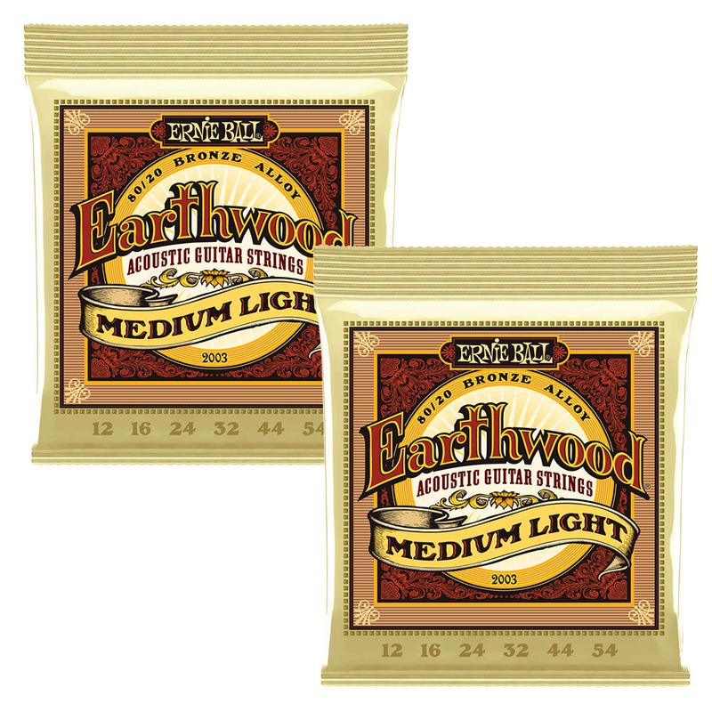 2 Sets! Ernie Ball Earthwound Medium 80/20 Acoustic Guitar Strings (12-54)