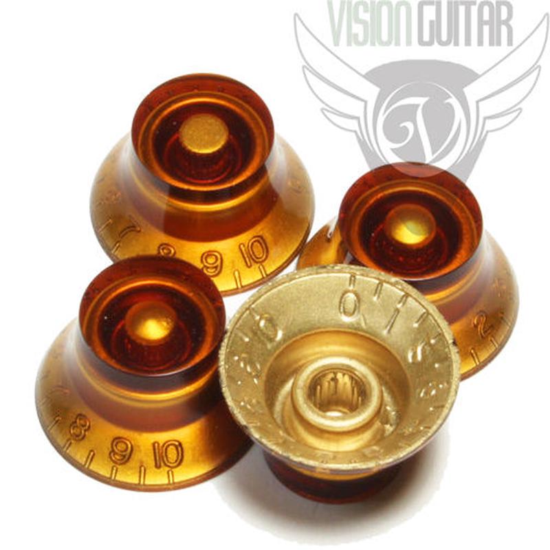 Amber Bell Hat Knob Set - (Set of 4) - For Gibson USA Guitars KA-160
