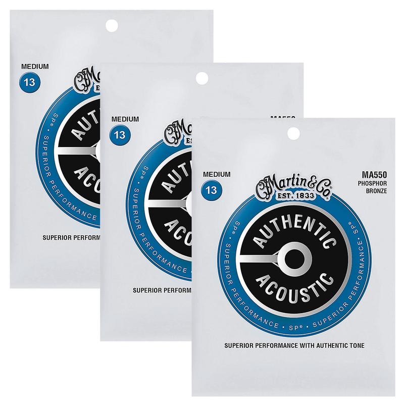 3-Pack! Martin Acoustic SP Guitar Strings Phosphor Bronze 13-56 Medium MA550
