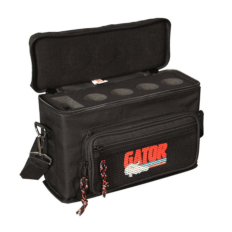 Gator GM-4 Padded Bag for Up to 4 Mics w/ Exterior Pockets for Cables