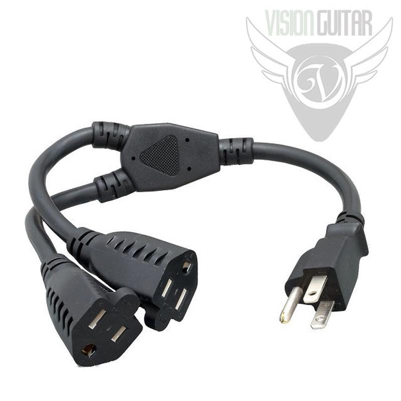 14AWG Power Cord Splitter Cable - SJT 14/3 2 NEMA 5-15R TO 1 NEMA 5-15P - Black